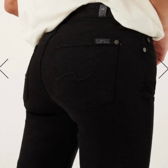 7 FOR ALL MANKIND B (air) Denim Kimmie Black Straight Leg Size 25 - Picture 3 of 11